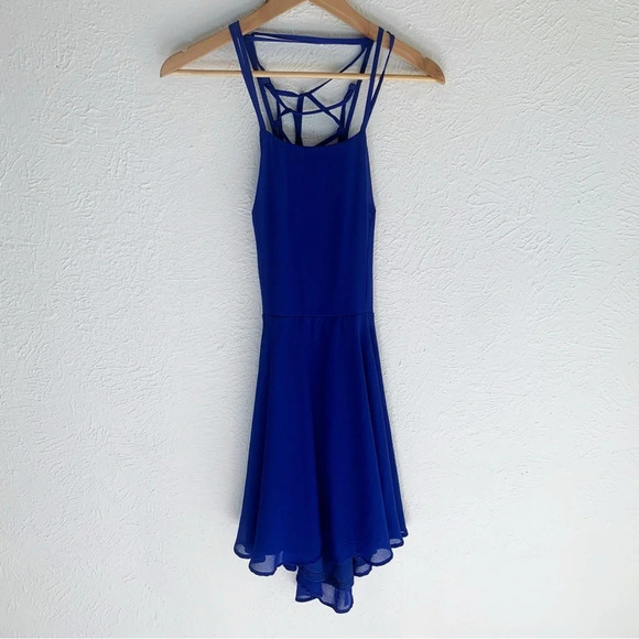 Lulu’s Good Deeds Royal Blue Lace-Up Dress Sz Medium - Picture 2 of 5
